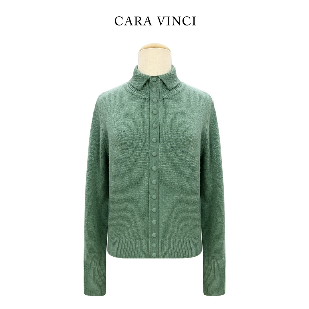 CARA原创【复古立领包扣羊毛衫】时髦高级感显瘦女士新款冬款外套