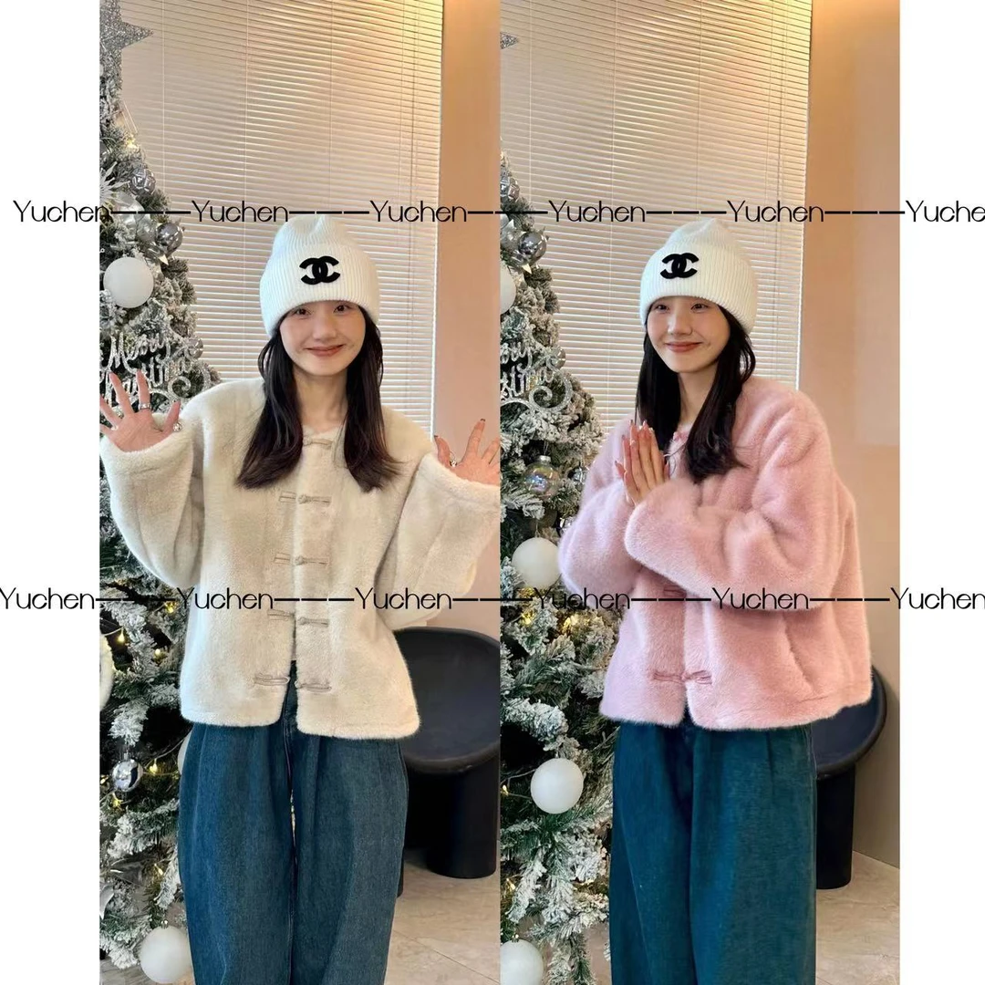 【Yuchen】2024新年款《五福临门》拜年服超洋气百搭欧貂绒毛毛外套～