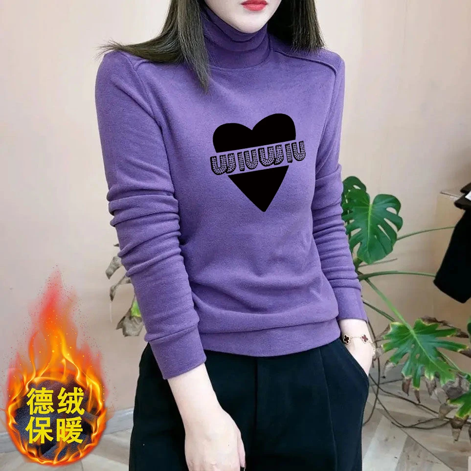 秋冬季新款双面德绒洋气高档时尚打底衫加厚长袖高领保暖上衣潮