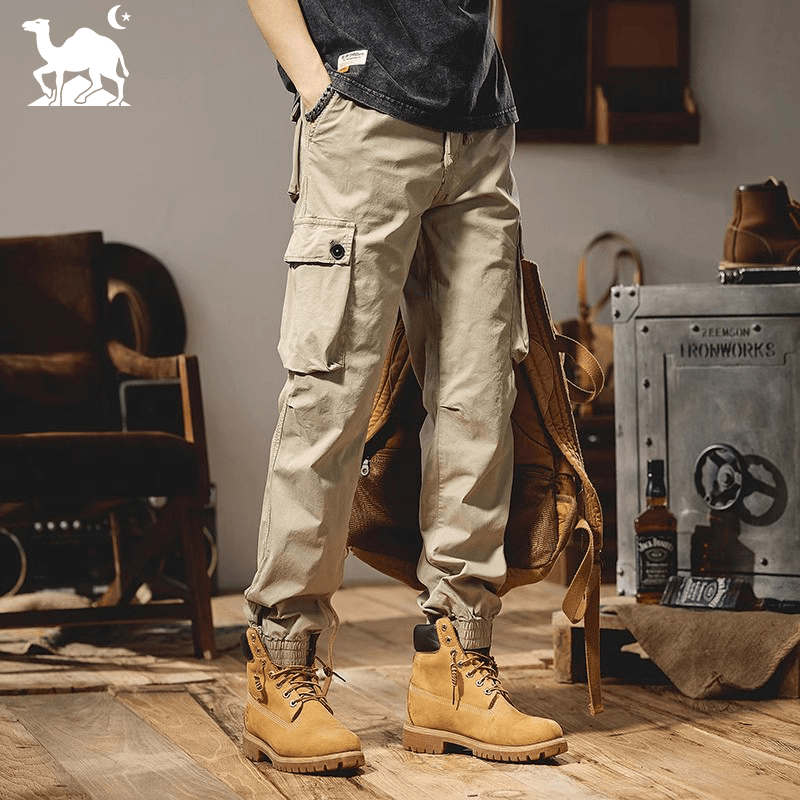 东方骆驼男士户外休闲宽松长裤束脚裤多口袋男士休闲裤时尚百搭
