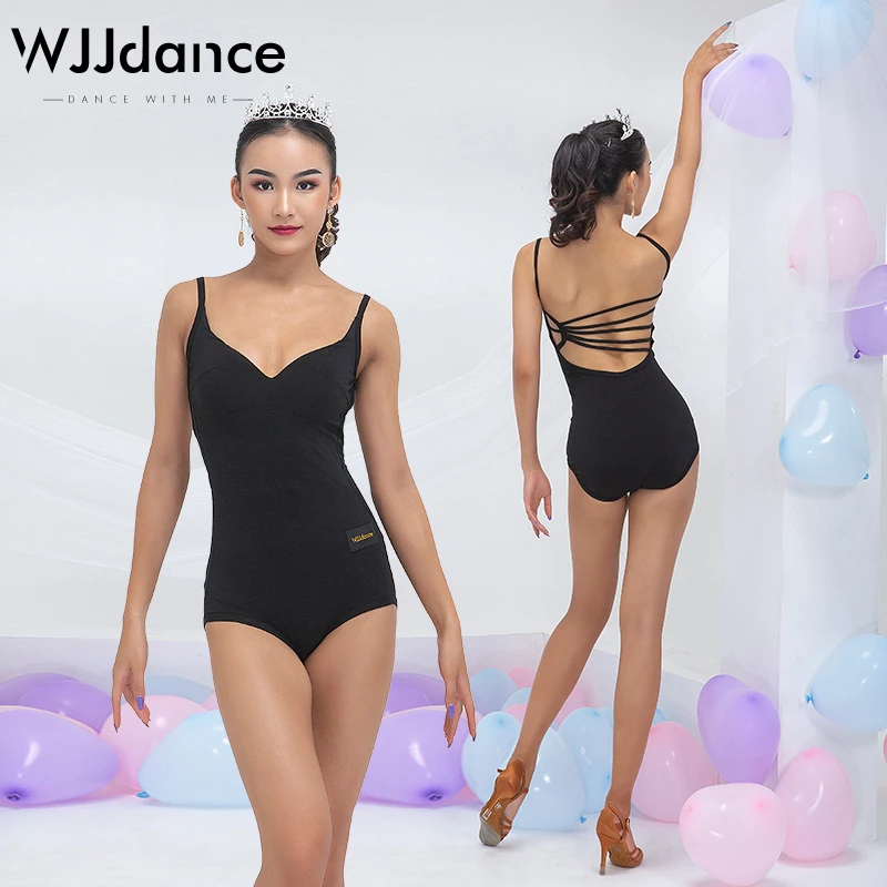 WJJdance拉丁舞吊带连体上衣女新款露背线条国标美背练功服跳舞衣