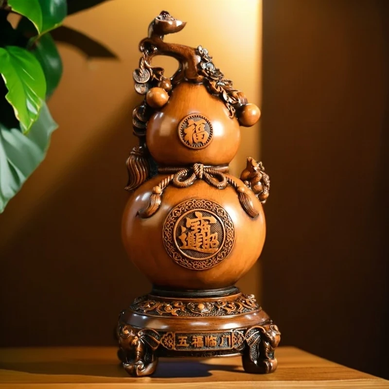 旋转福禄葫芦中式摆件客厅电视柜桌面装饰品开业乔迁送礼工艺品