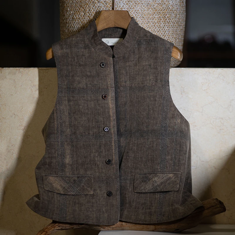 youyuansu/幽元素原创女装休闲复古格子马甲