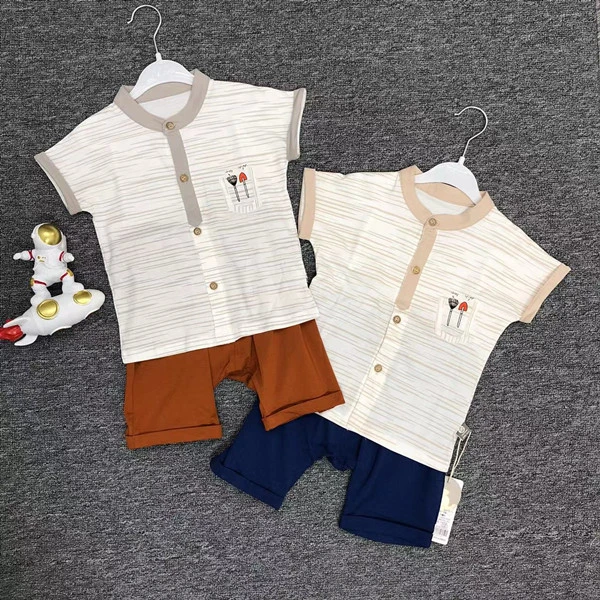 婴之舒婴儿夏装薄款儿童短袖套装 男童女宝宝外出服套装