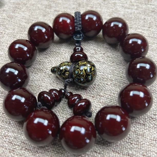 冰种高透料琥珀木1.8正品文玩好物推荐配黑金大漆葫芦带高端礼盒