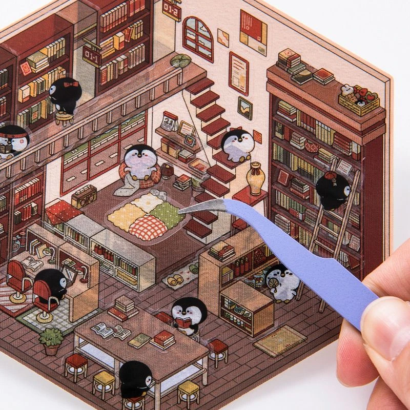 新款益智小屋造景贴纸韩系微缩场景可爱收纳创意diy贴画
