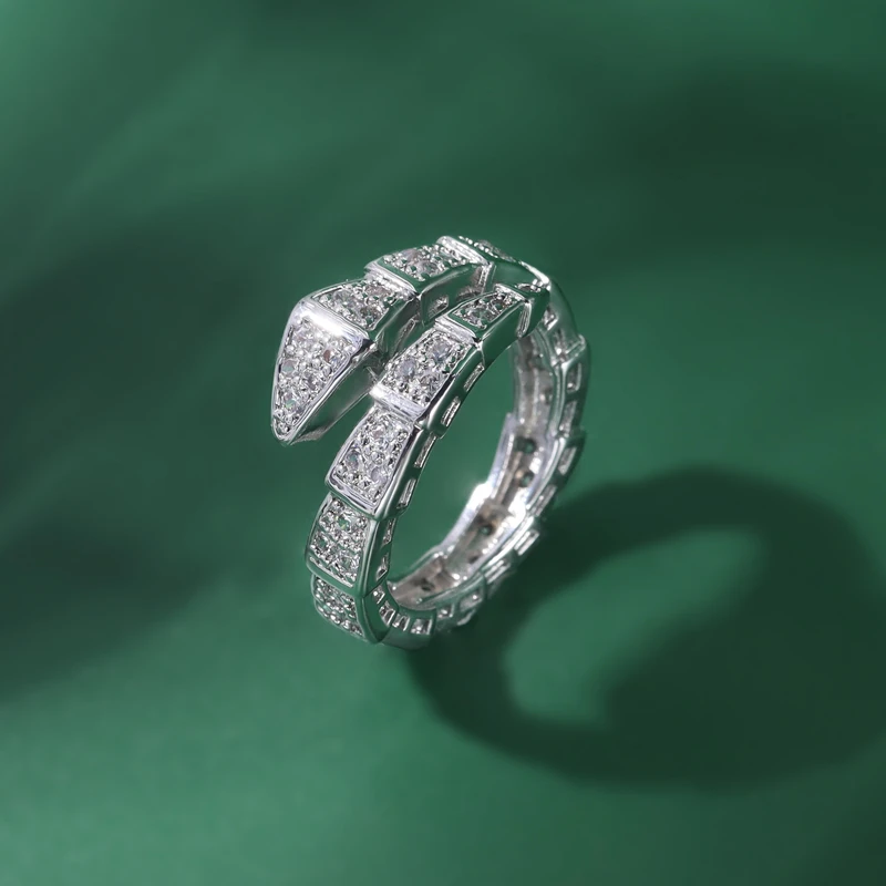 铜合金戒指 蛇形戒指时尚饰品轻奢女小众设计银色蛇头指环3006