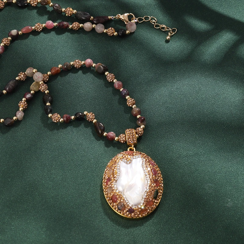 手作项链紫色巴洛克编织镶嵌纯手工单项链【随机多样性发货】6133