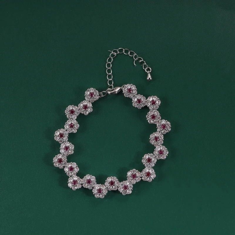 铜合金合成锆石手链 粉色梅花时尚百搭手链6187