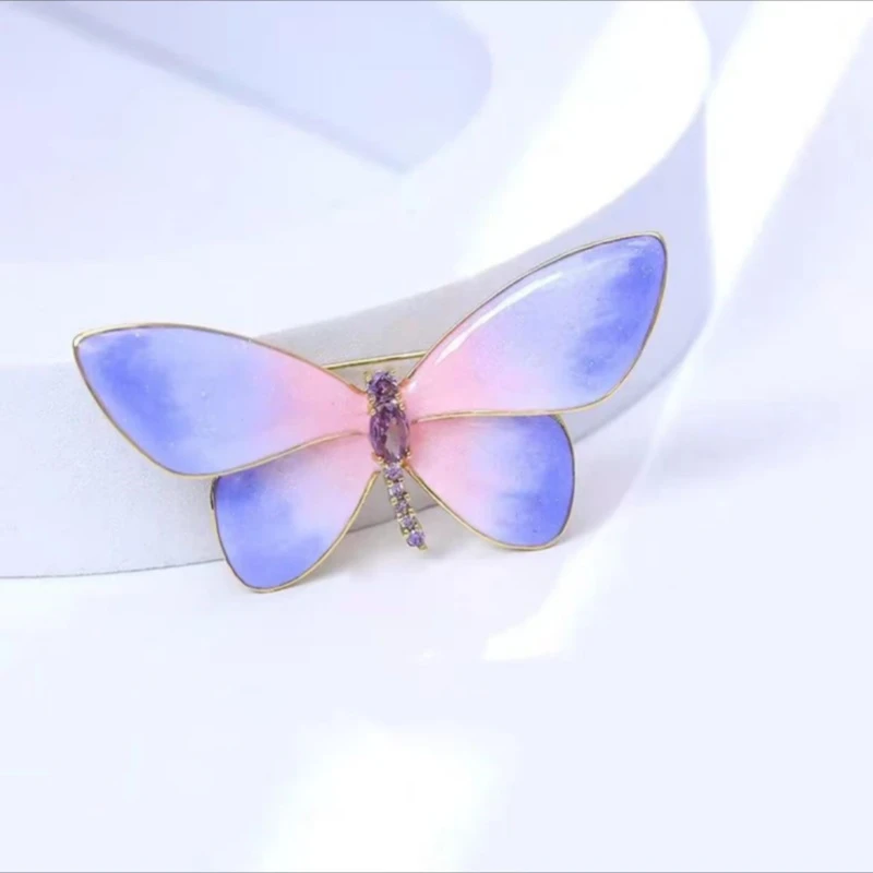铜合金锆石胸针 时尚蝴蝶百搭蓝色配饰胸针胸花  7325