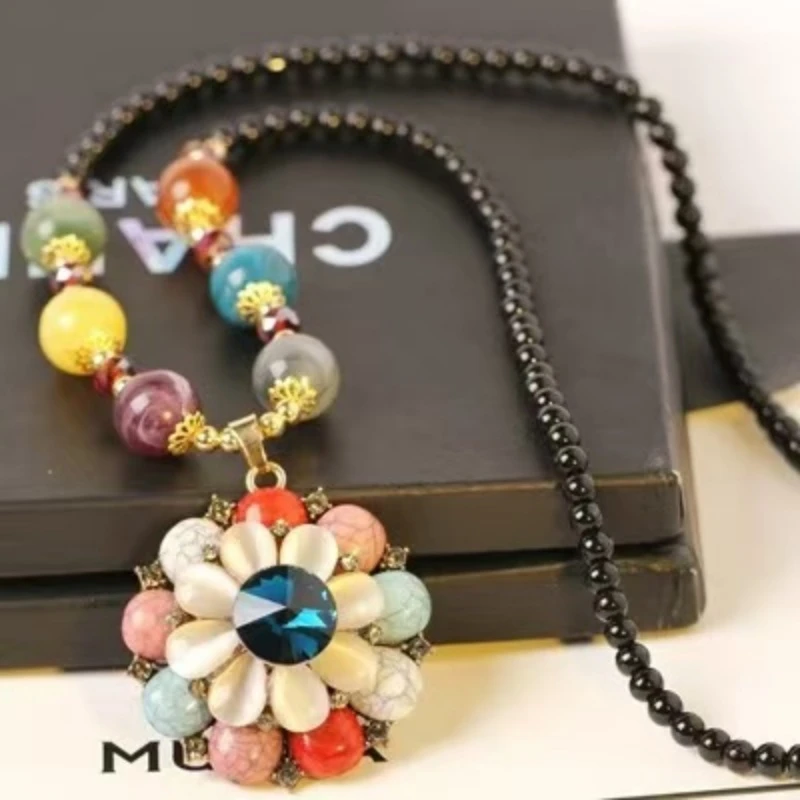 非金属珐琅项链 轻奢高档项链毛衣链7427