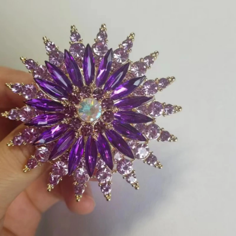 铜合金胸针 重工时尚新中式紫色胸针宫廷风镶嵌中古7181
