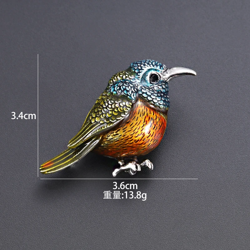 铜合金珐琅胸针 中国风配饰轻奢精致鸟胸针7334