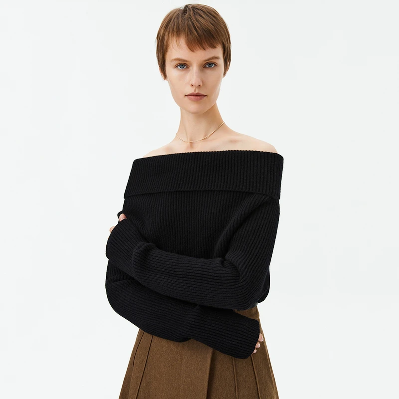 【商场同款】LILY冬季新款时尚优雅一字肩长袖女装毛衫123440TK363