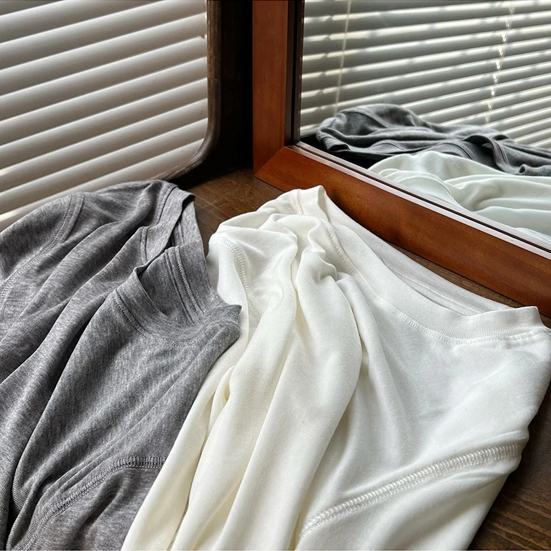 【Miss兔小兔】软糯天丝羊毛通勤百搭圆领长袖T恤女春秋内搭打底衫