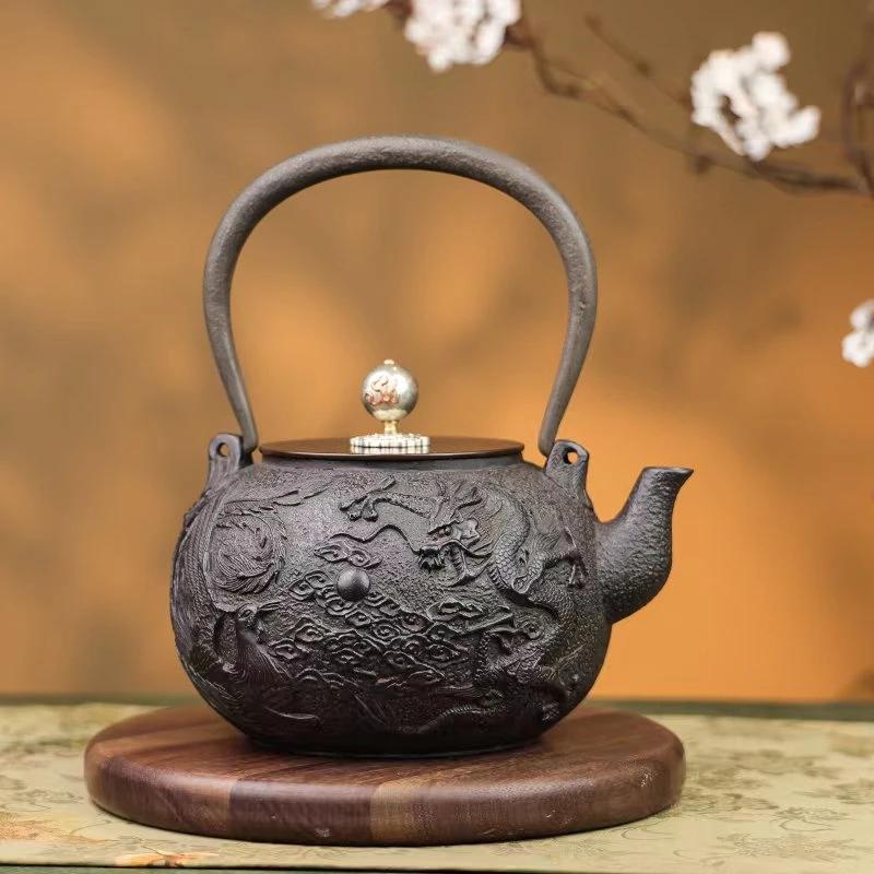 六隐斋 手工壶龙凤呈祥 家居铁壶煮水器