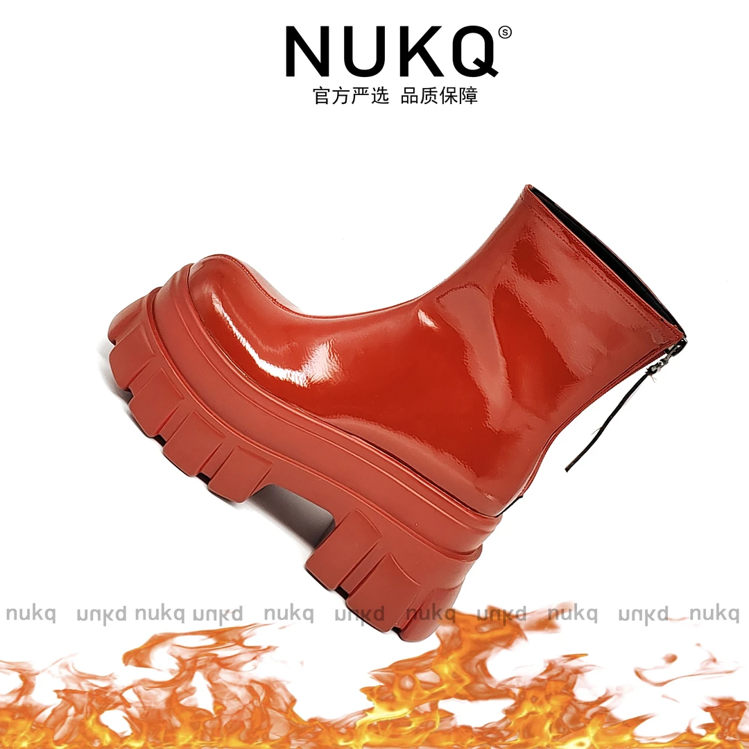 大悦NUKQ  9CM烂番茄显瘦网红爆品加绒短靴女士短筒靴 小个子百搭