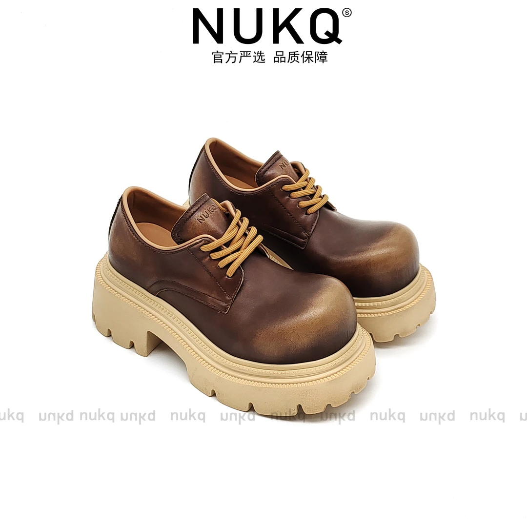鲸鱼头【NUKQ】真皮玛丽珍高跟乐福鞋帅酷网红个性厚底乐福鞋