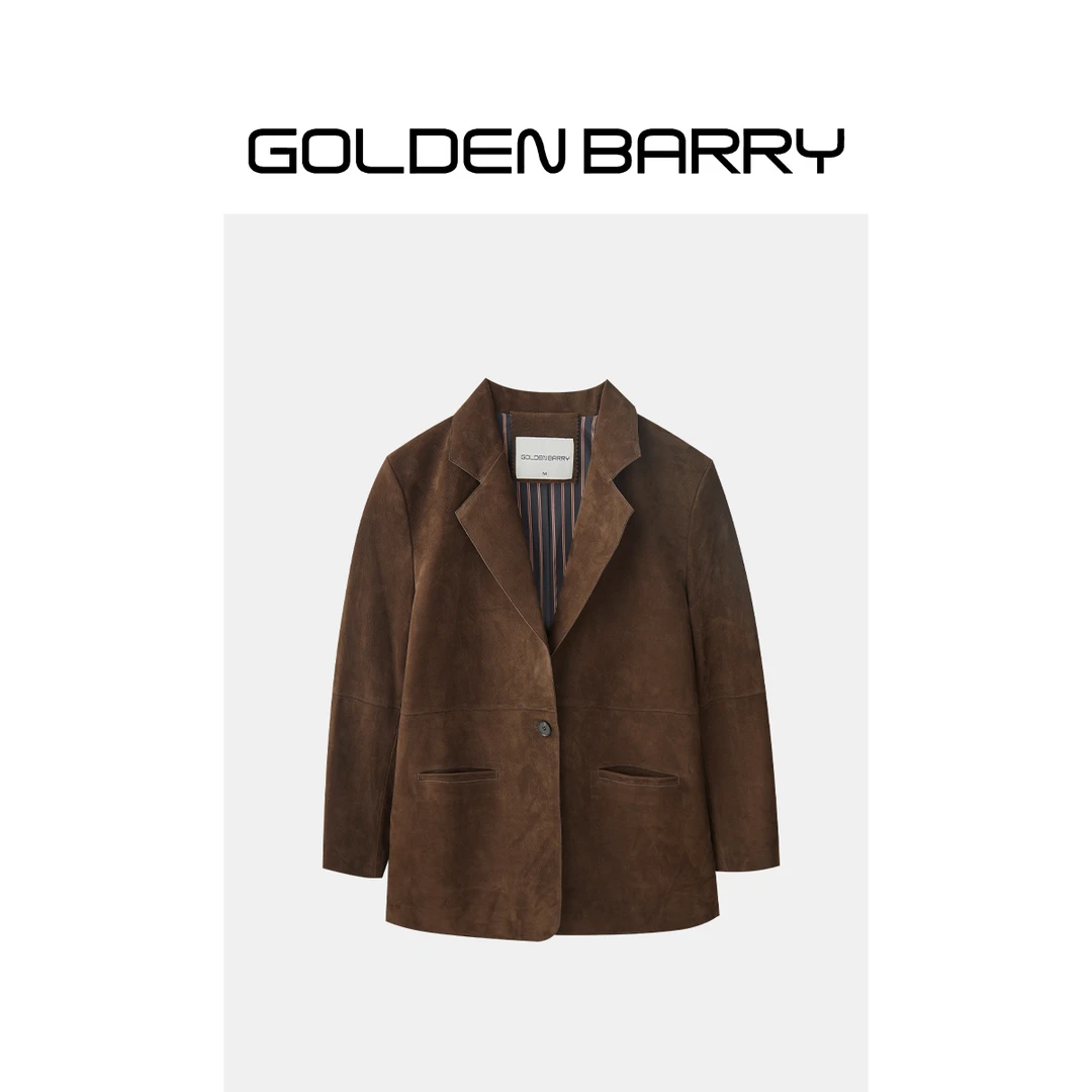 GOLDENBARRY|160027山羊鹿绒皮西装外套