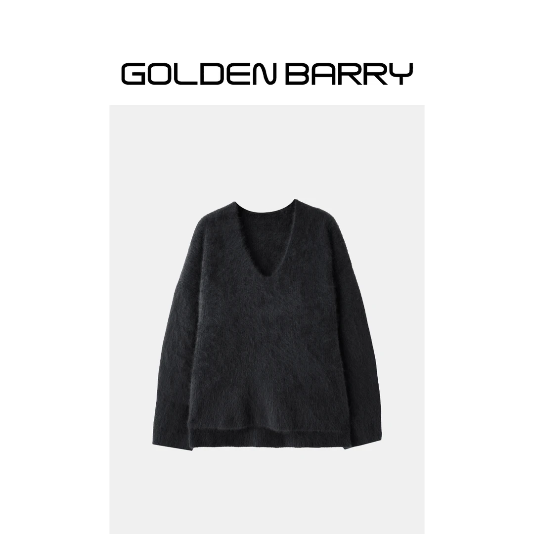 GOLDENBARRY|243087气质深V领毛衣
