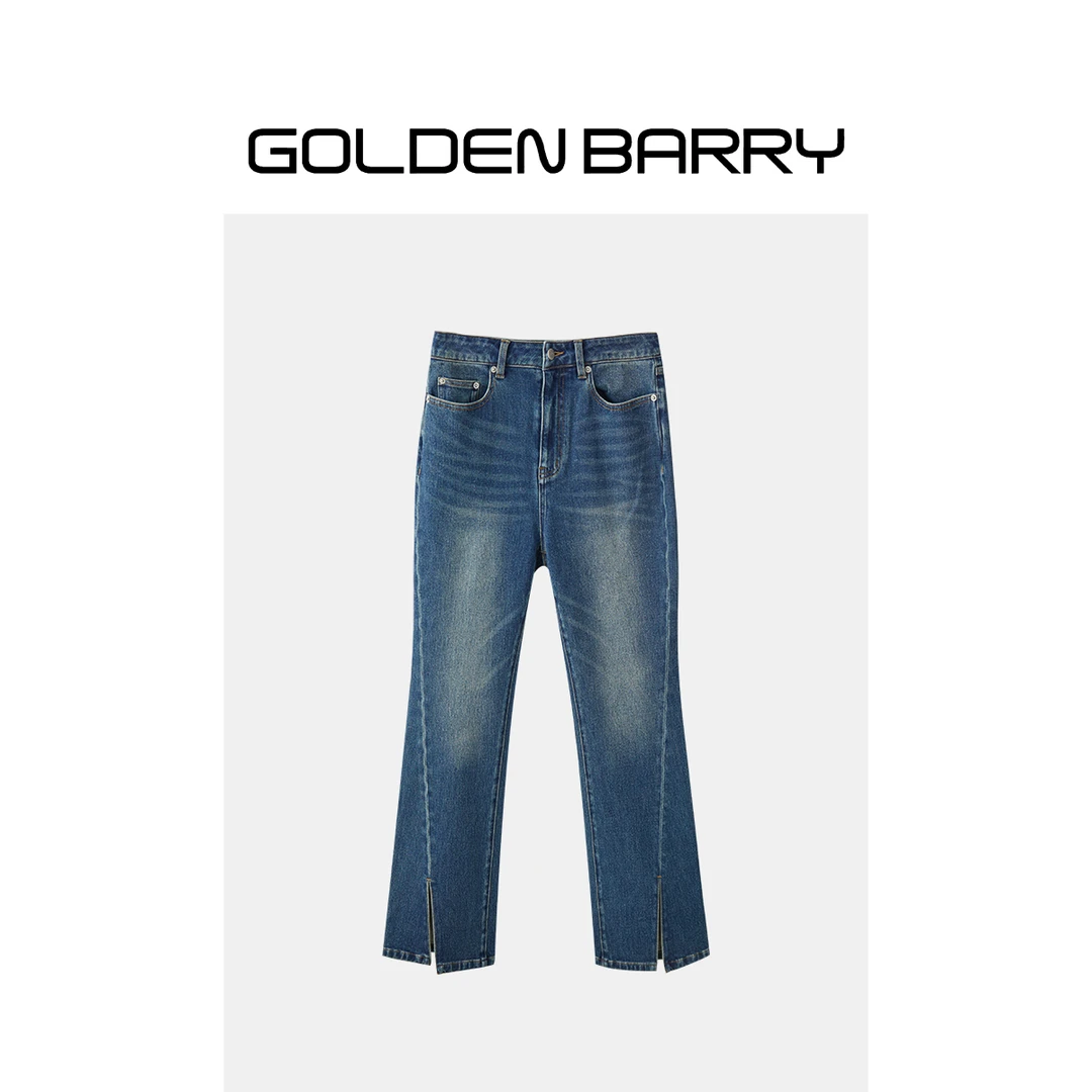 GOLDENBARRY|506033意大利开衩微喇牛仔裤