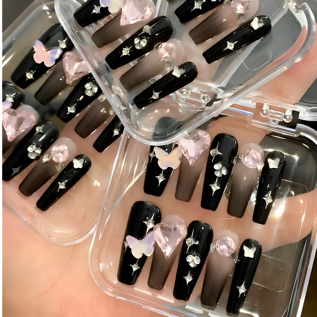 【爱心黑粉】珊妹手工穿戴甲纯欲纯手工梯形穿戴式