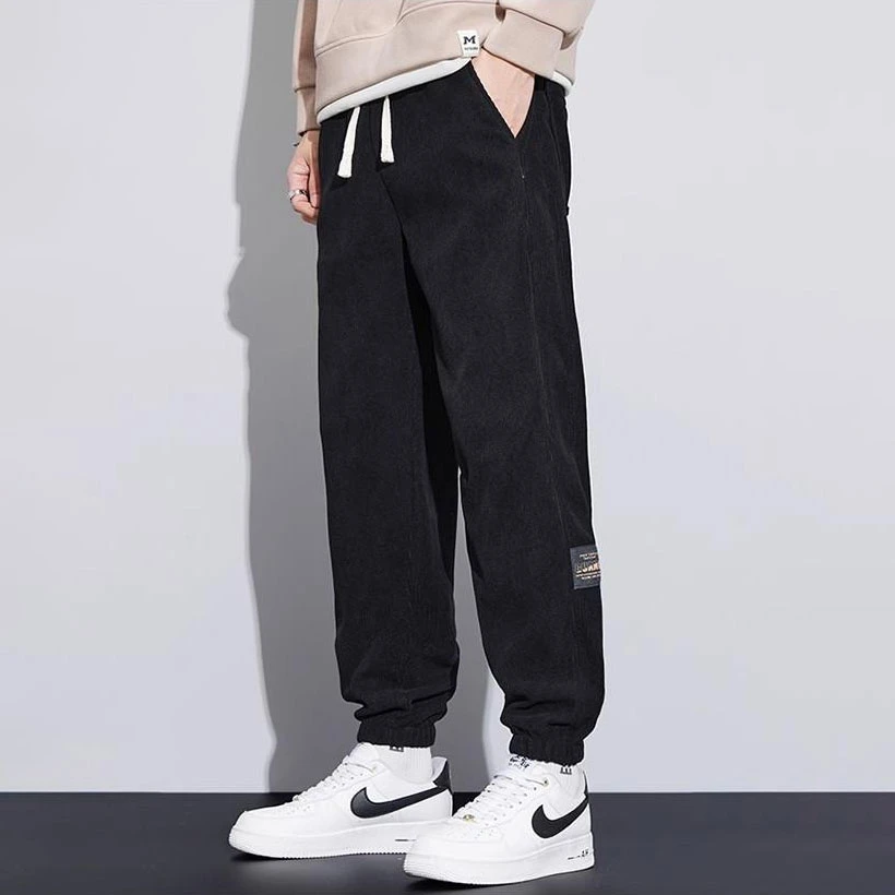 男士裤子秋款2024新款宽松束脚运动卫裤春秋季加绒休闲男裤秋冬款