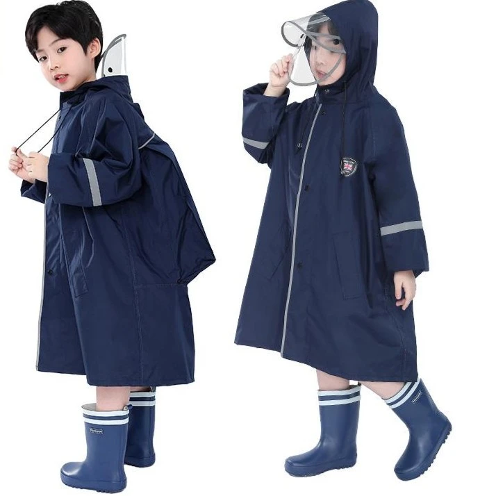 拉链款儿童雨衣大童男童雨披学生上学专用带书包位宝宝雨具初中生