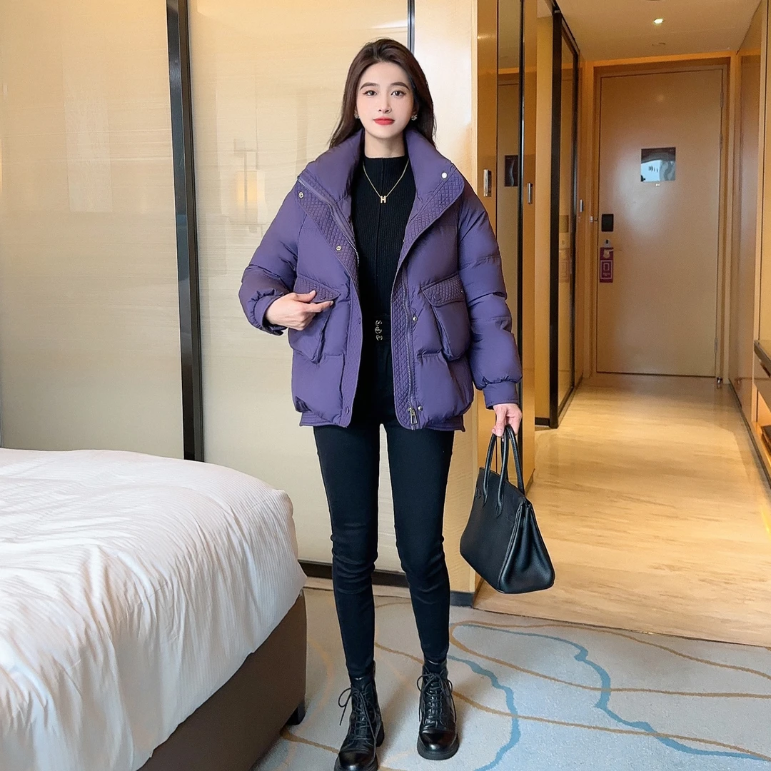 艾格羽绒服女新款冬季保暖加厚女士宽松短款外套