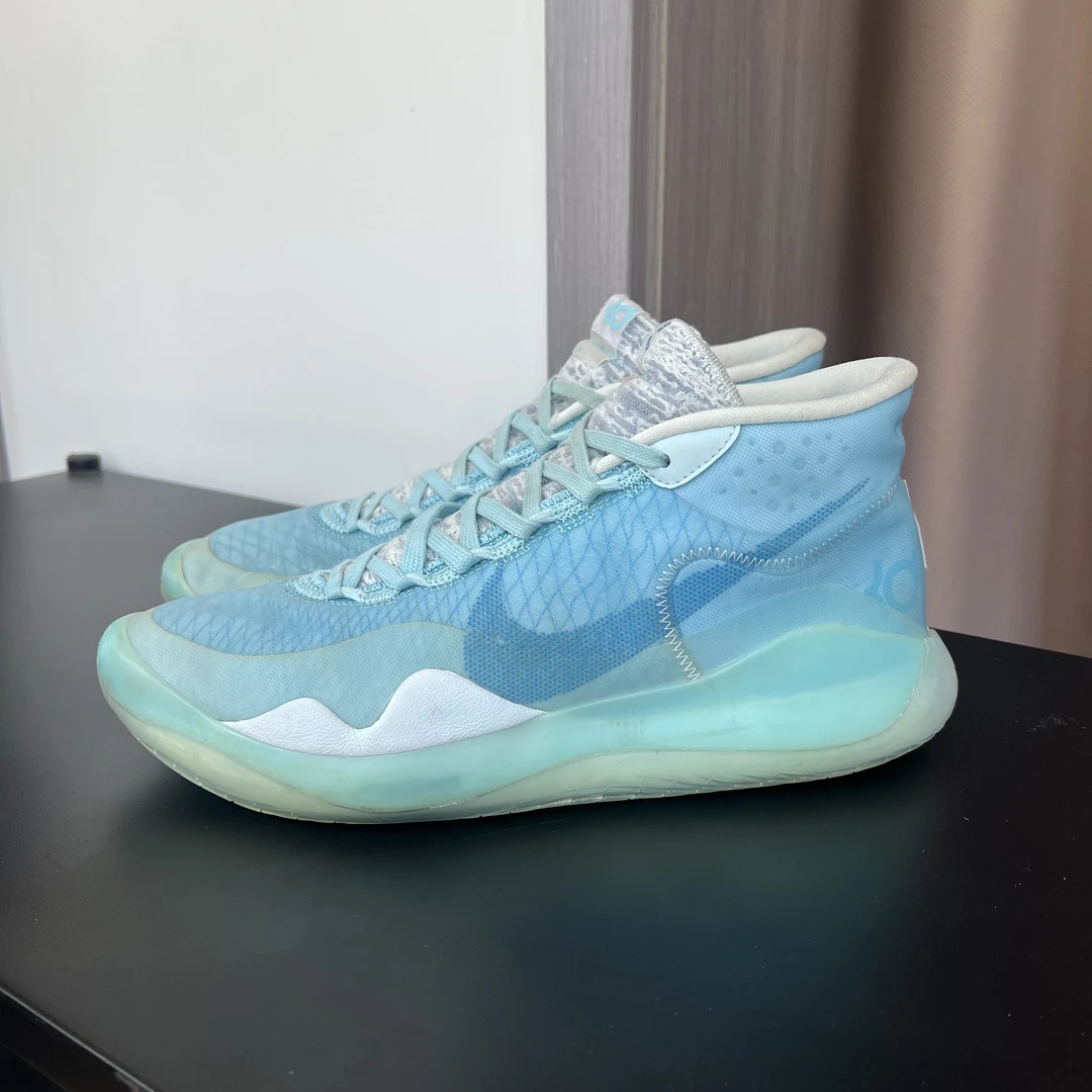 45码 kd12 冰蓝 无原盒 鞋帮瑕疵修复 换底