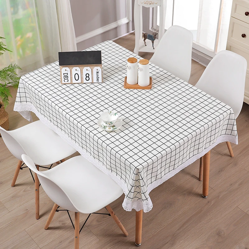 格子桌布布艺棉麻桌垫北欧茶几布简约现代方格餐桌布方形桌布圆桌