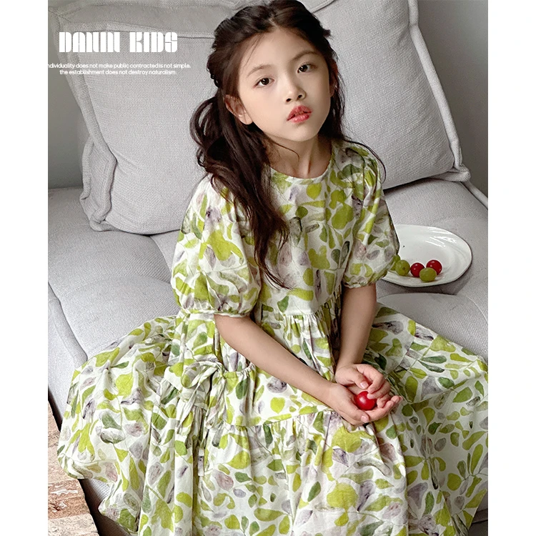 【嗒囜】女童夏季法式田园风泡泡袖连衣裙宝宝时尚碎花裙242136