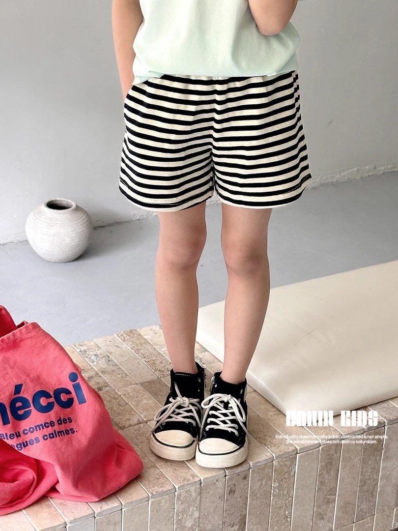 【嗒囜】男女童夏季条纹时尚百搭裤子薄款儿童松紧腰休闲裤洋气短裤