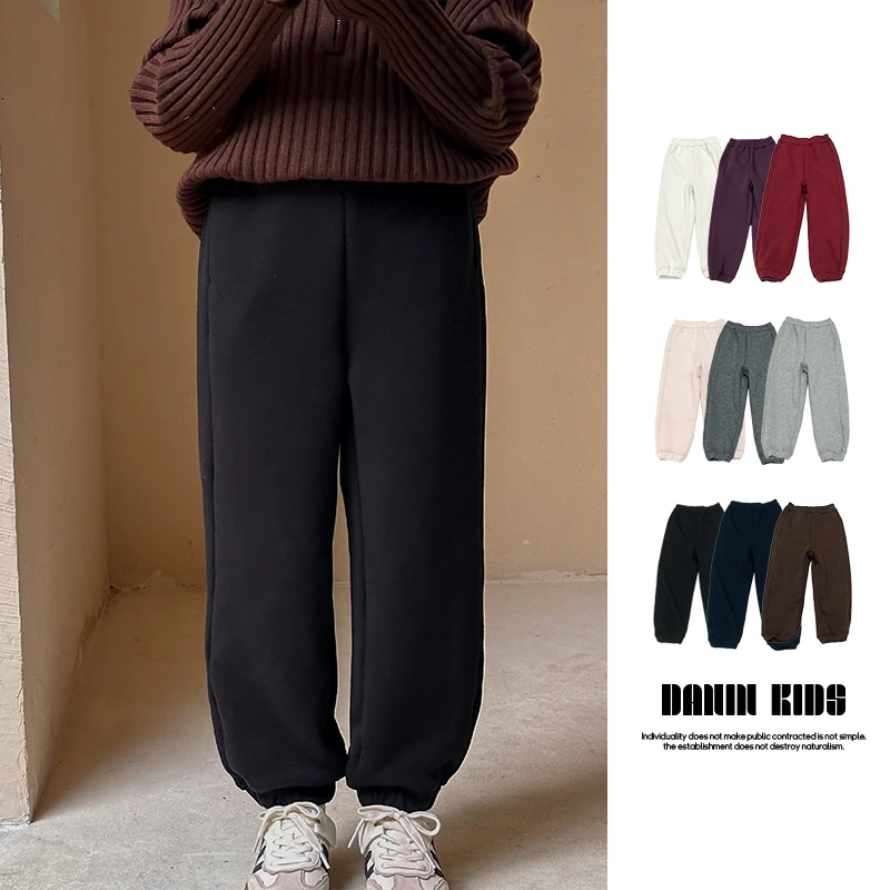 【嗒囜】女童冬季加绒运动裤长裤直筒裤中大童百搭束脚裤时尚休闲裤