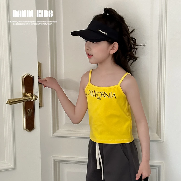 【嗒囜】女童夏季字母印花针织背心儿童时尚百搭纯色打底衫宝宝吊带
