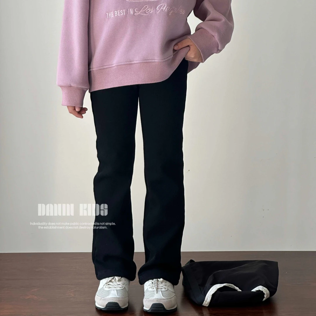 【嗒囜】女童韩版时尚百搭显瘦加绒喇叭裤儿童秋冬季黑色复古休闲裤