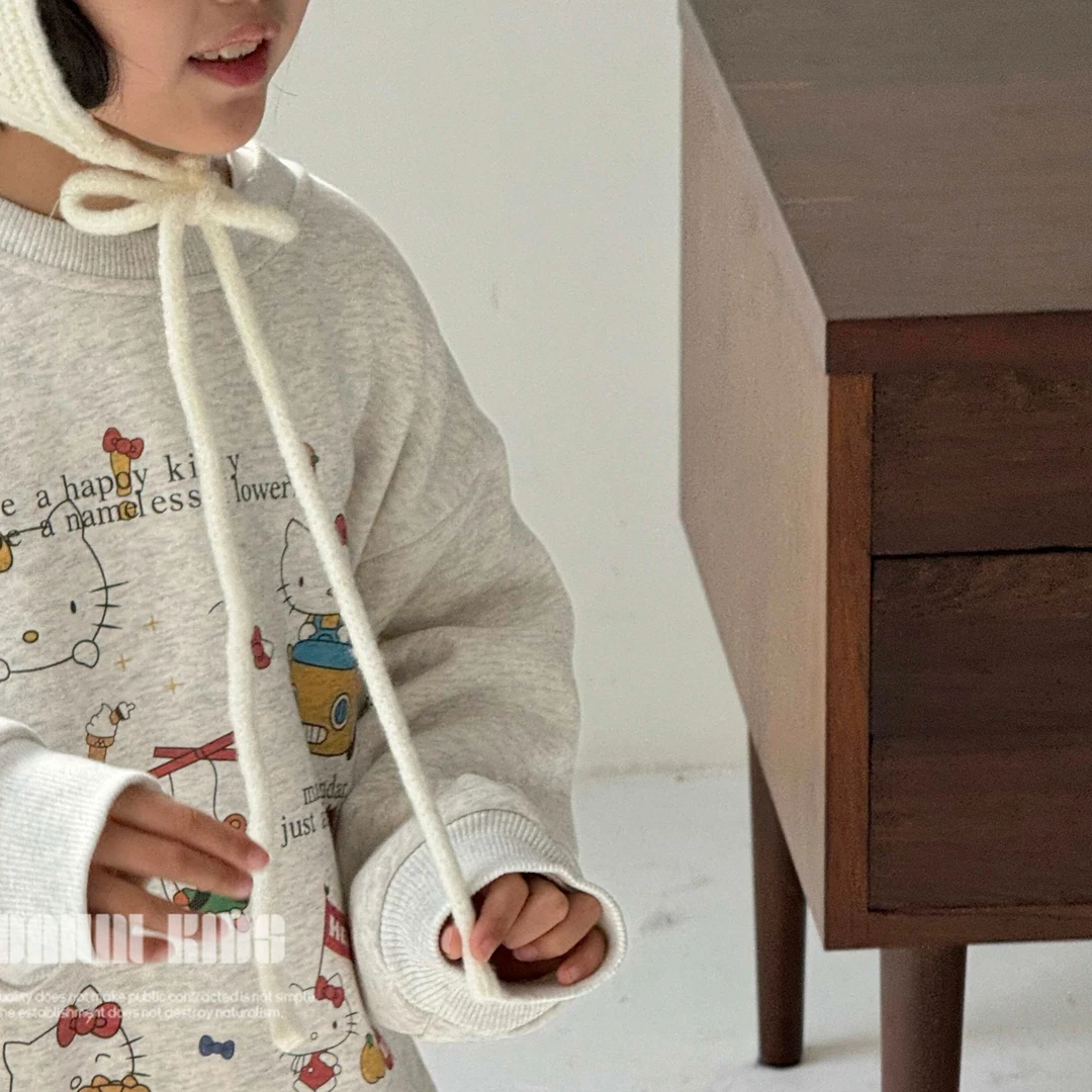 【嗒囜】男女童秋冬季韩版百搭套头加绒卫衣儿童时尚休闲宽松版上衣