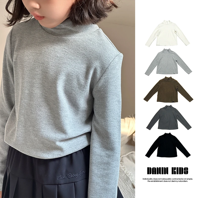 【嗒囜】女童春秋季半高领长袖打底衫儿童时尚修身套头衫百搭上衣