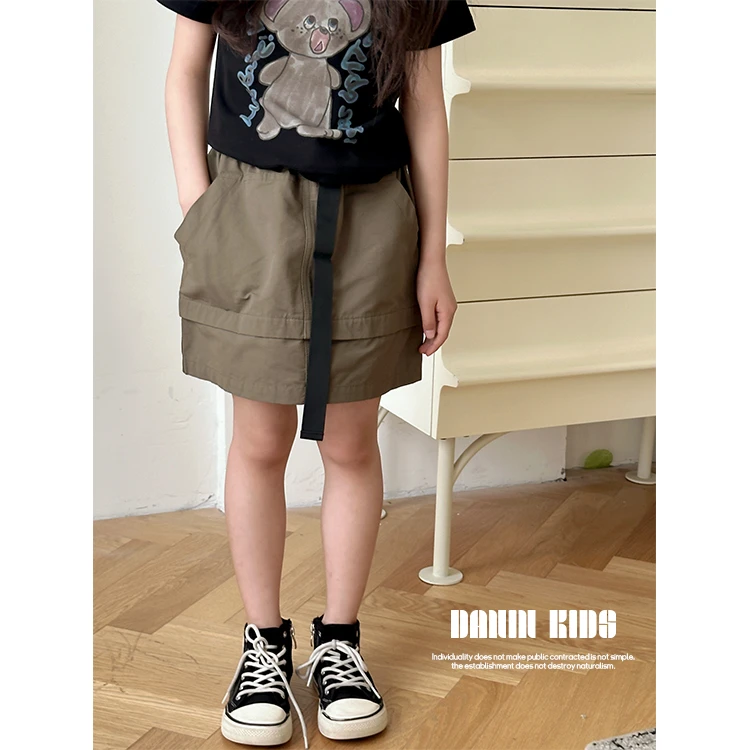 【嗒囜】女童夏季工装风短裙可调节半身裙休闲百搭松紧腰裙子242622