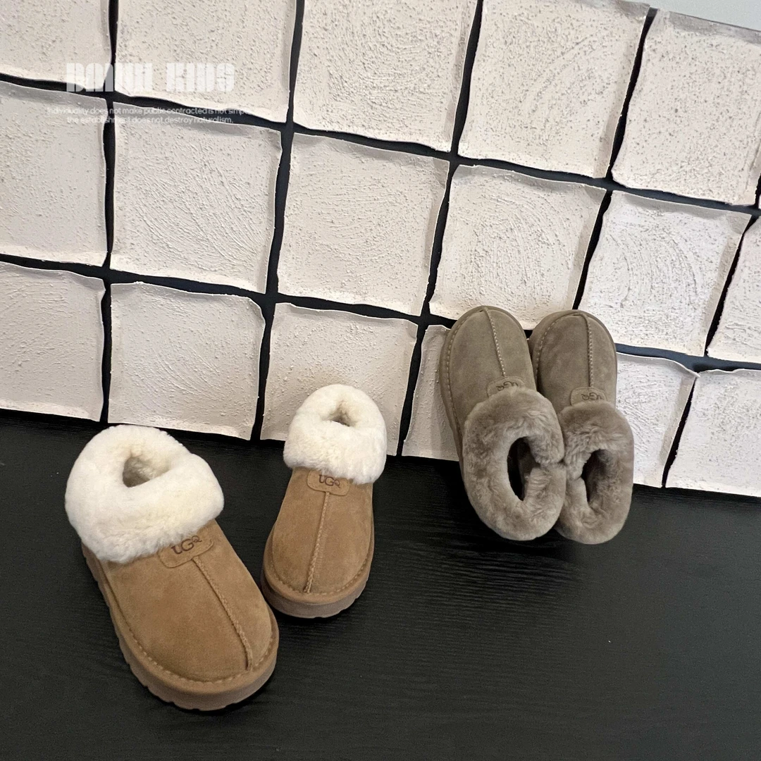 【嗒囜】女童冬季时尚百搭保暖加绒加厚毛毛鞋子儿童短筒防滑雪地靴