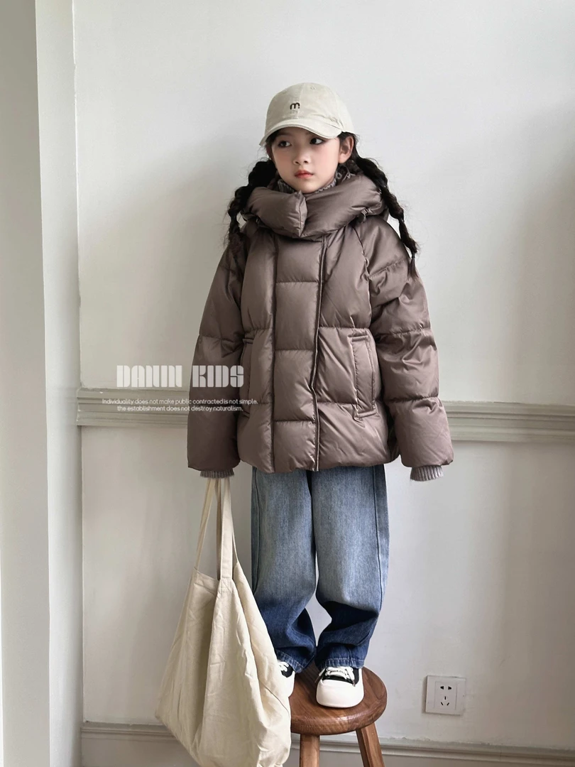 【嗒囜】男女童冬季保暖时尚百搭萌娃羽绒服中大童宽松连帽羽绒外套