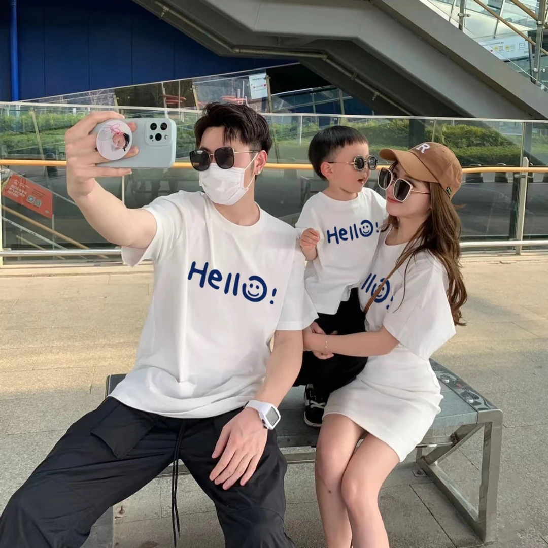 亲子装一家三四口全家母女子套装2025夏新款短袖T恤时尚炸街洋气