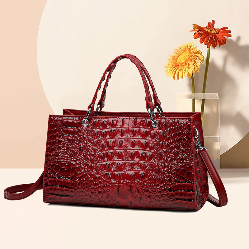 【宠粉专属】轻奢复古鳄鱼纹手提托特包女士高级质感大气百搭斜挎包