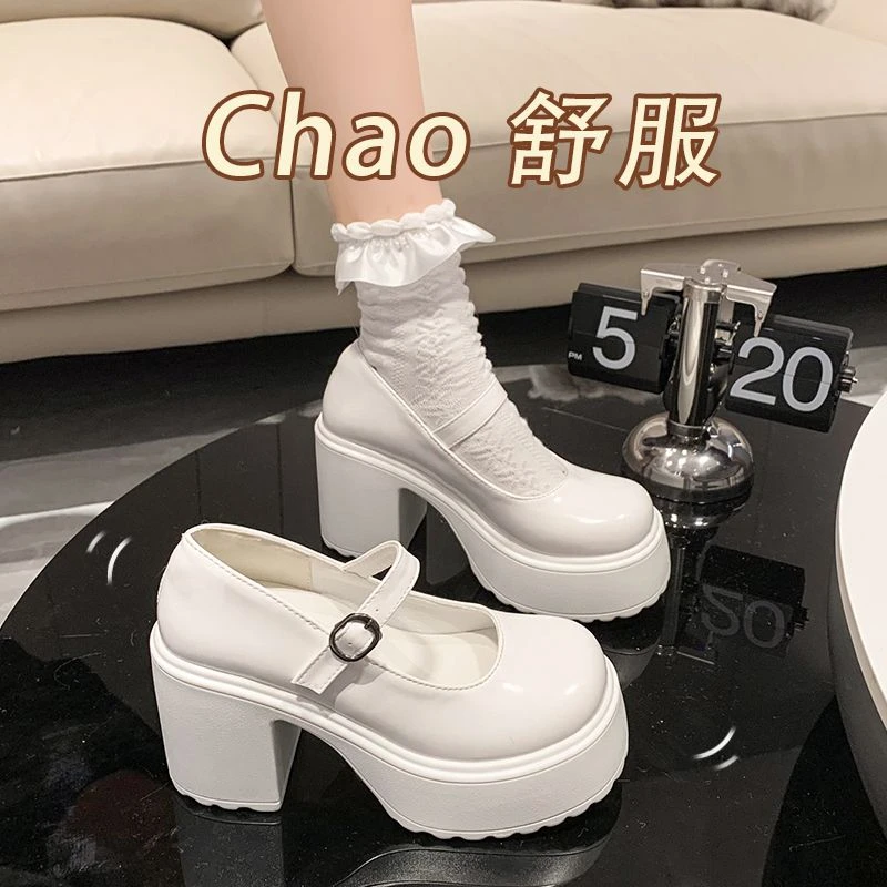 牌玛丽珍鞋女鞋厚底松糕高跟鞋小皮鞋英伦粗跟茶歇巫婆鞋单