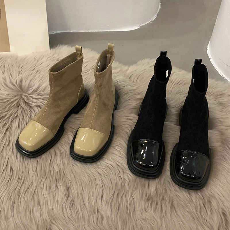 英伦风马丁靴子女秋季2023新款粗跟瘦瘦靴法式踝靴超火炸街小短靴