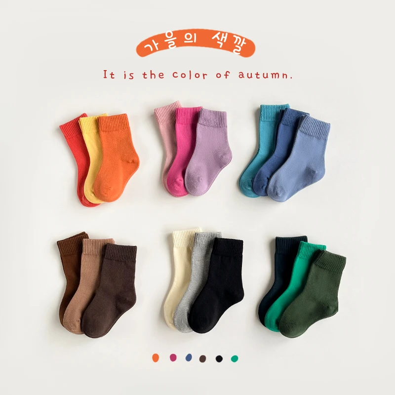 虫虫说儿童袜子夏韩版新款2024百搭男女童中筒袜网红纯色袜子ol