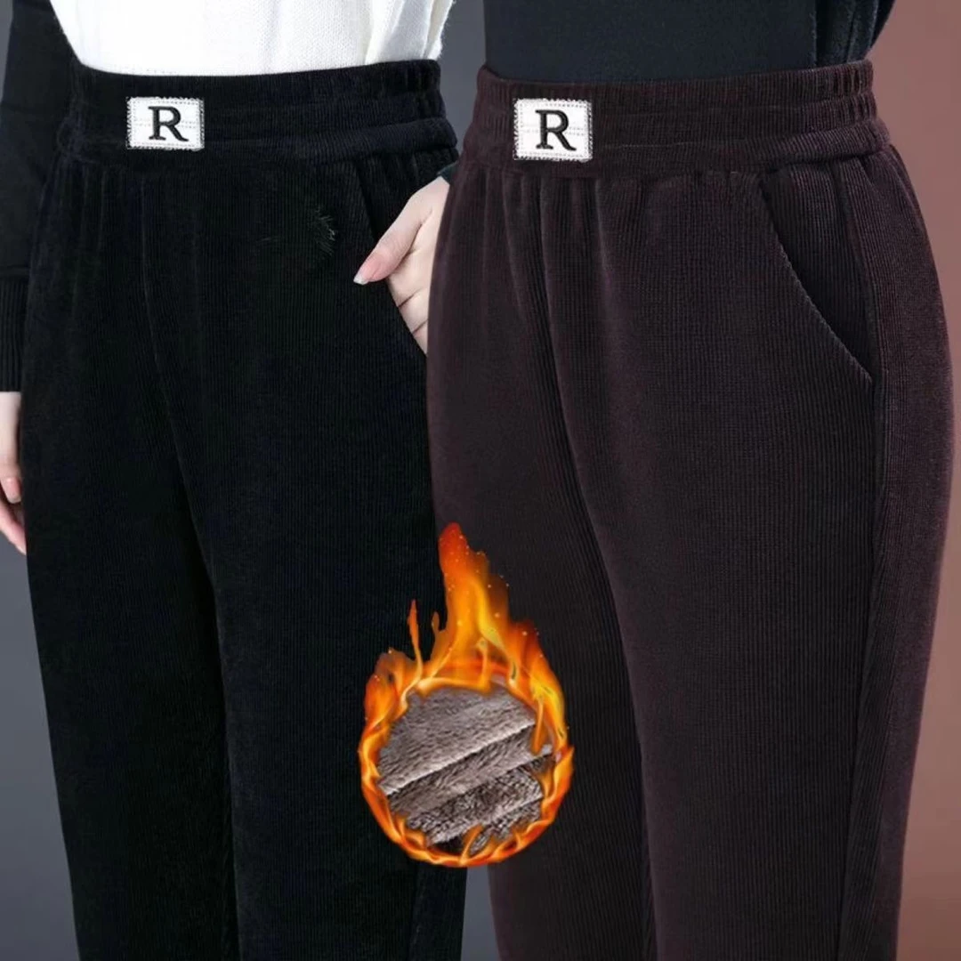 保暖冬季秋冬加绒裤子女加厚高腰休闲裤大码防寒裤直筒裤长裤气质