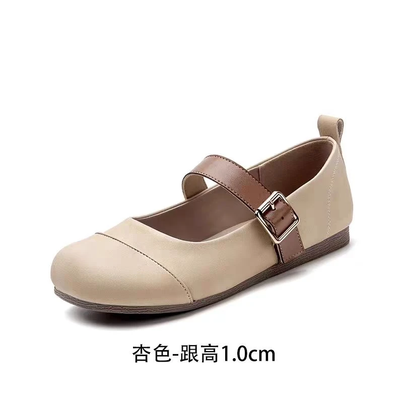 复古玛丽珍平底一字带春秋百搭软底浅口圆头女鞋