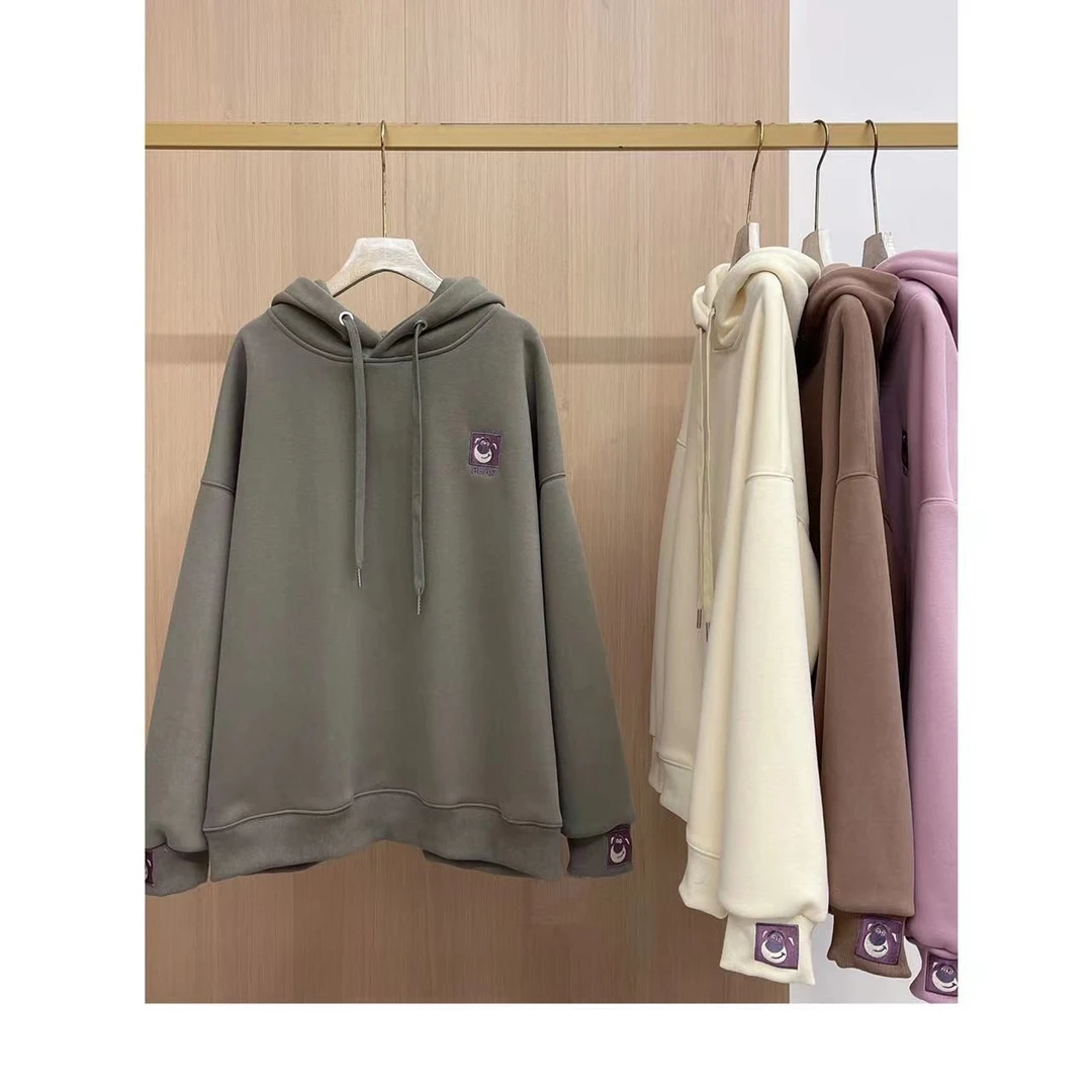 加绒刺绣草莓熊连帽卫衣 MQ709