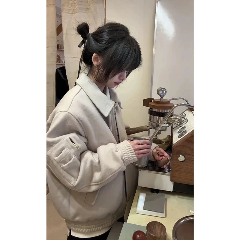 LIGGICC美式飞行员夹克棉服冬季高级感加厚保暖棉衣短款羊毛外套